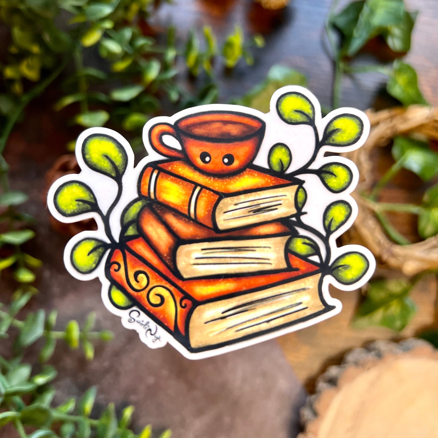 Book Stack Clear Sticker