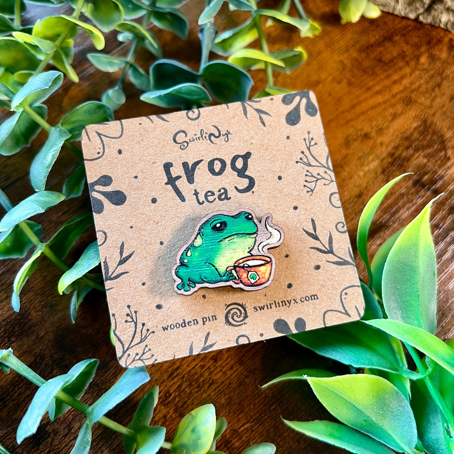 Frog Tea Wooden Pin