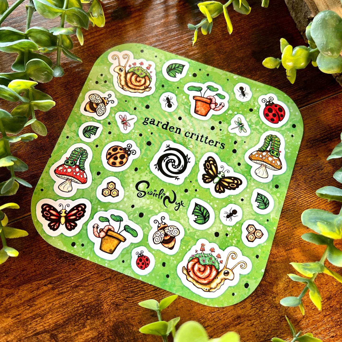 Green Garden Critters Sticker Sheet