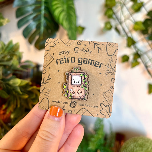 Cosy Retro Gamer Wooden Pin