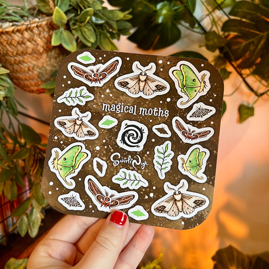 Magical Moths Brown Sticker Sheet