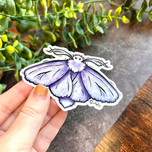 Blue Fluffy Moth Clear Sticker