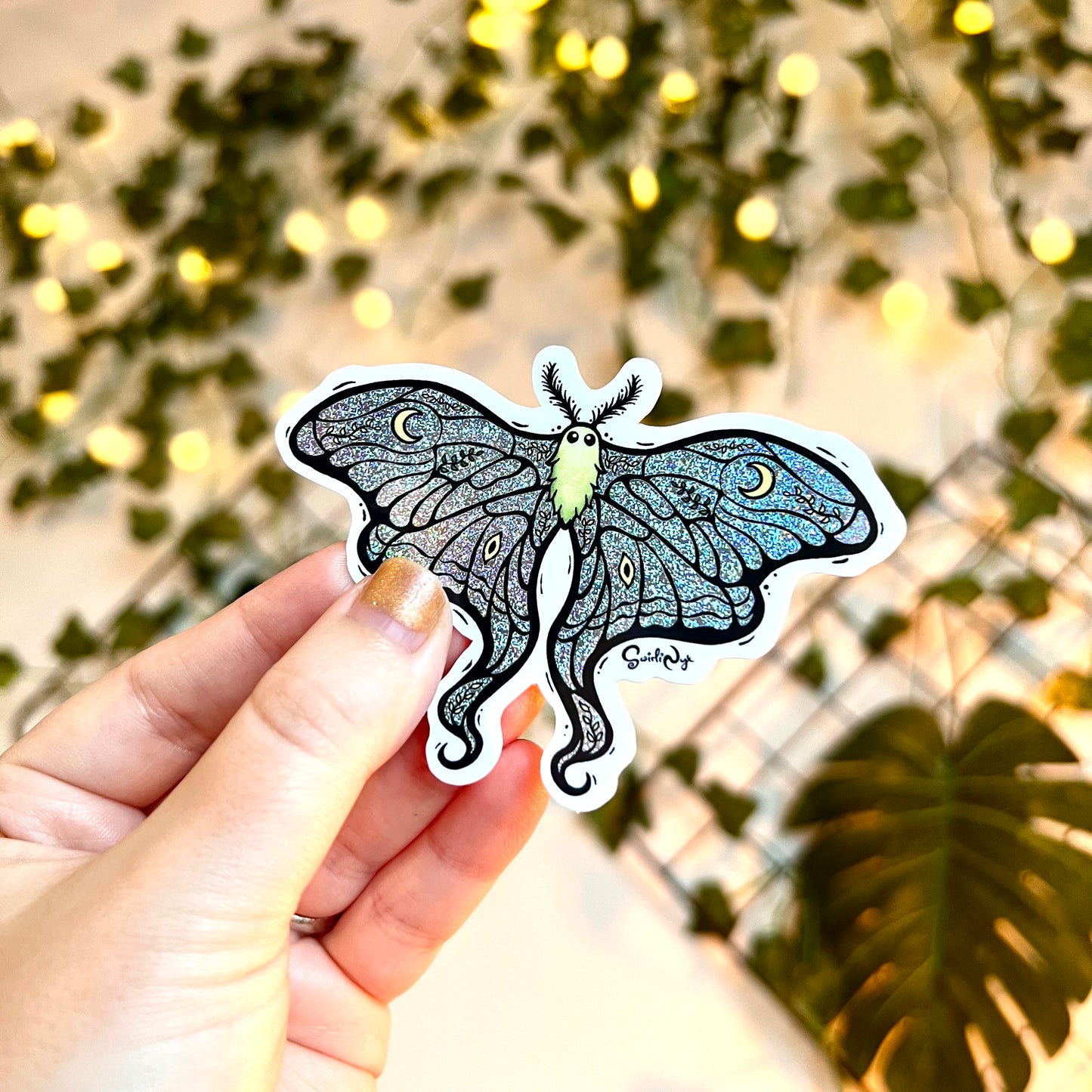 Lunar Moth Sparkle Sticker