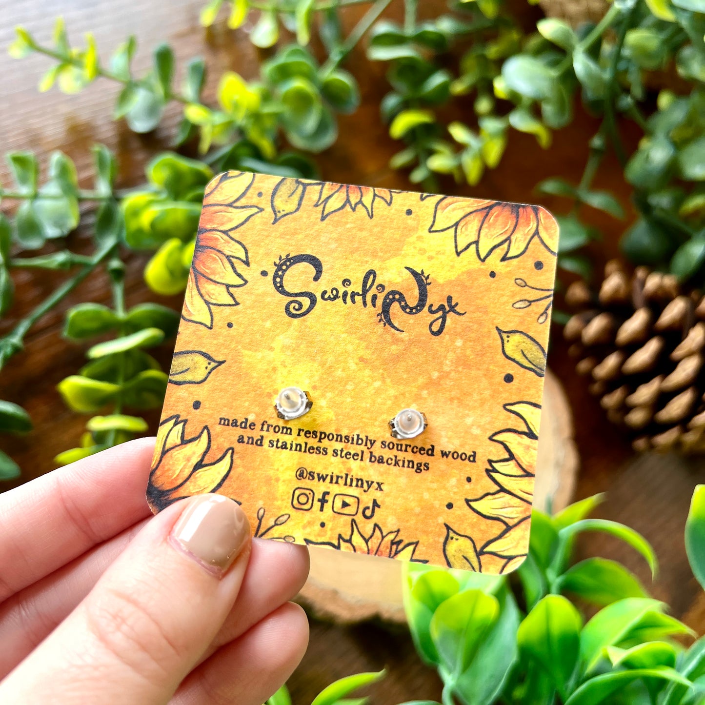 Saffy the Sunflower Wooden Earrings