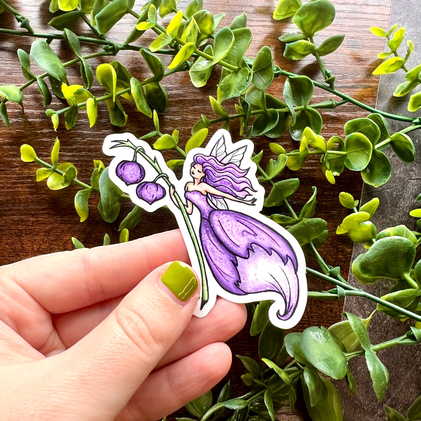 Purple Floral Fairy Clear Sticker