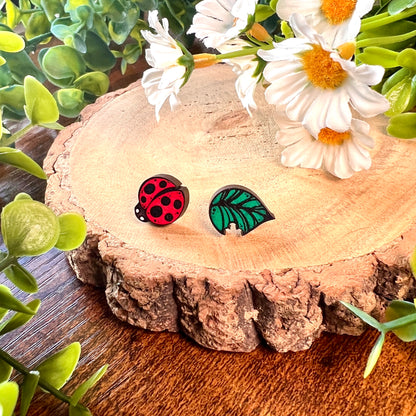 Ladybird Wooden Earrings