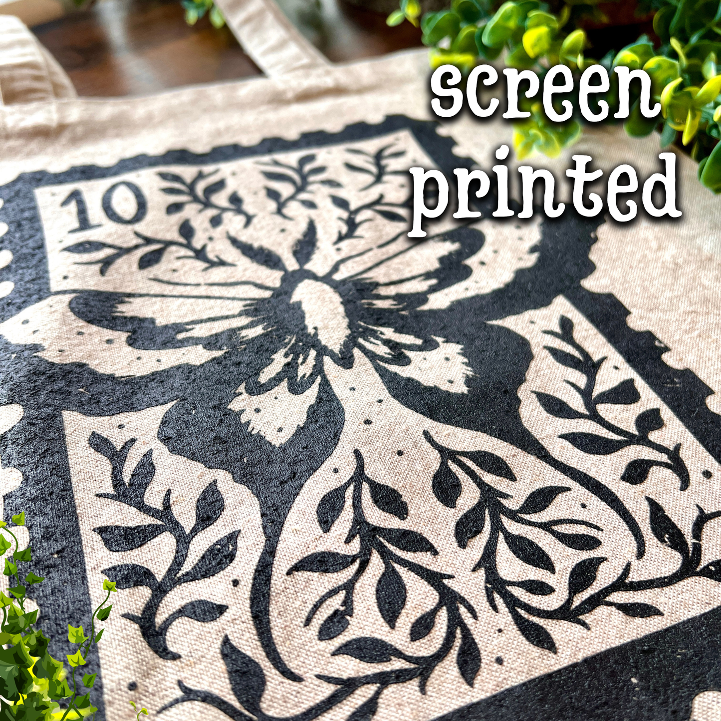 Magical Moth Stamp Recycled Tote Bag with Gusset