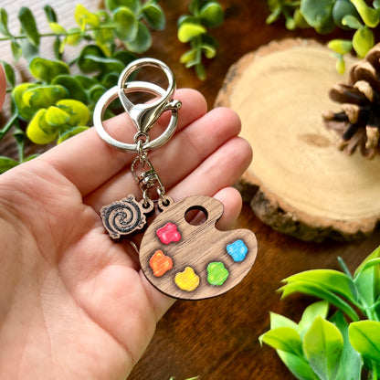 Classic Paint Palette Wooden Keyring