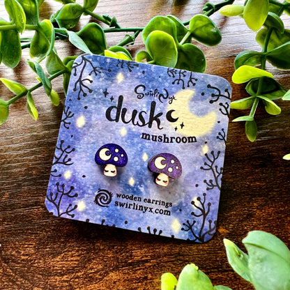 Dusk Mushroom Wooden Earrings