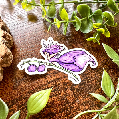 Purple Floral Fairy Clear Sticker
