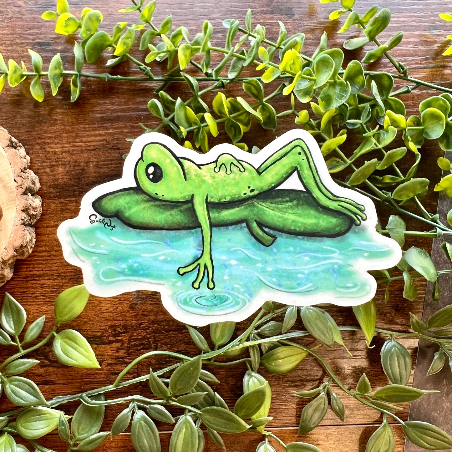 Lilypad Frog Clear Sticker