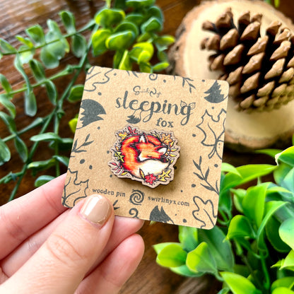 Sleeping Fox Wooden Pin