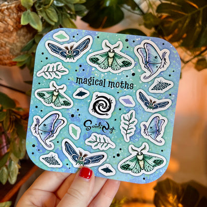Magical Moths Blue Sticker Sheet