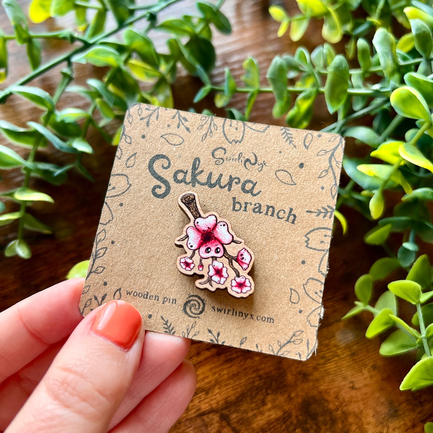 Sakura Branch Wooden Pin
