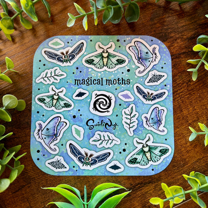 Magical Moths Blue Sticker Sheet
