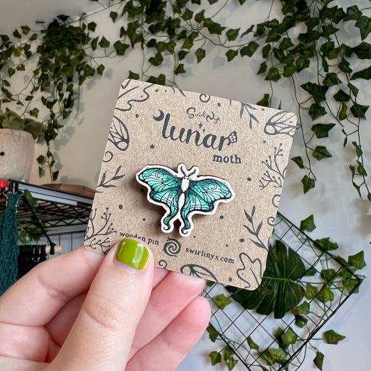 Lunar Moth Wooden Pin