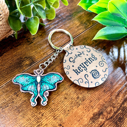 Lunar Moth Wooden Keyring