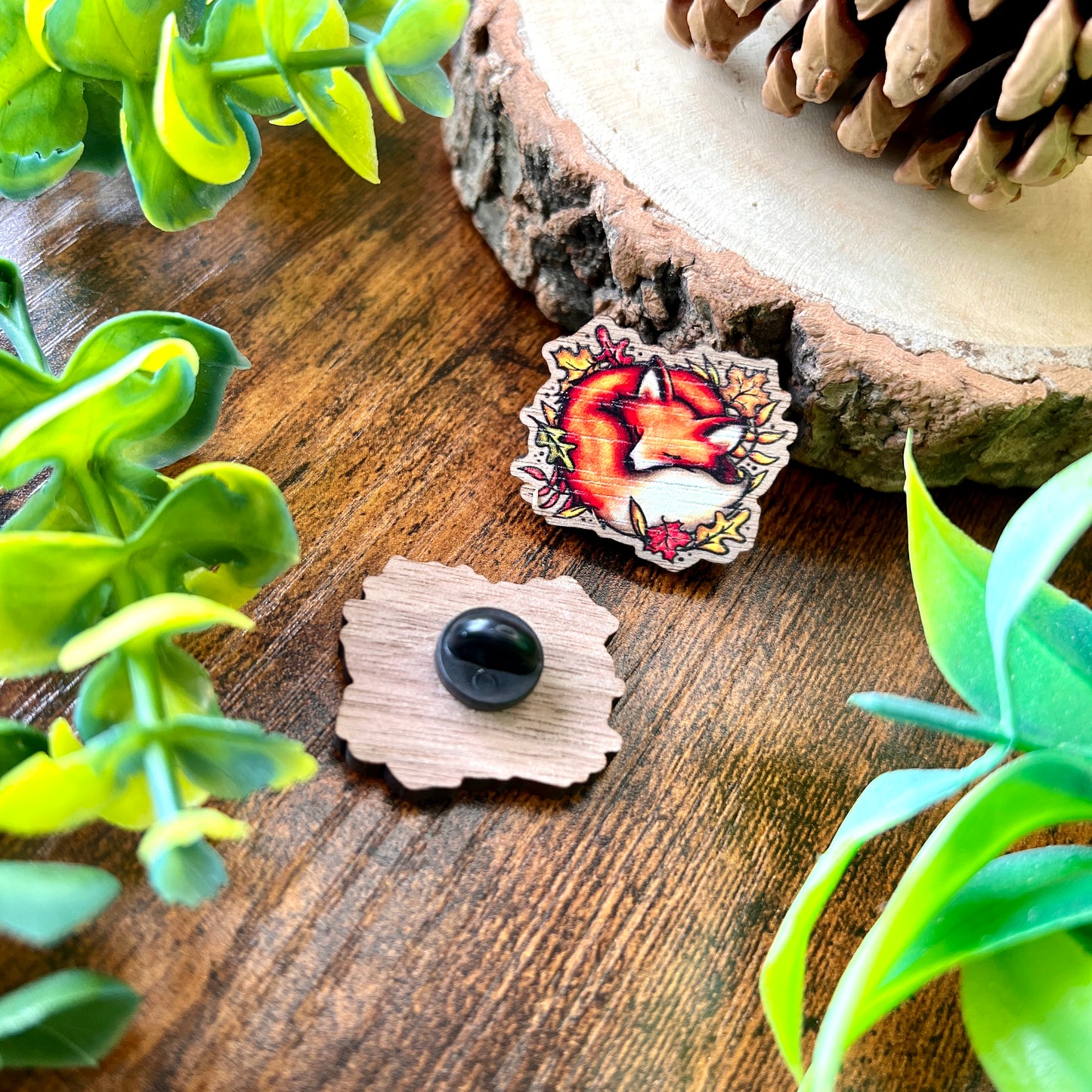 Sleeping Fox Wooden Pin