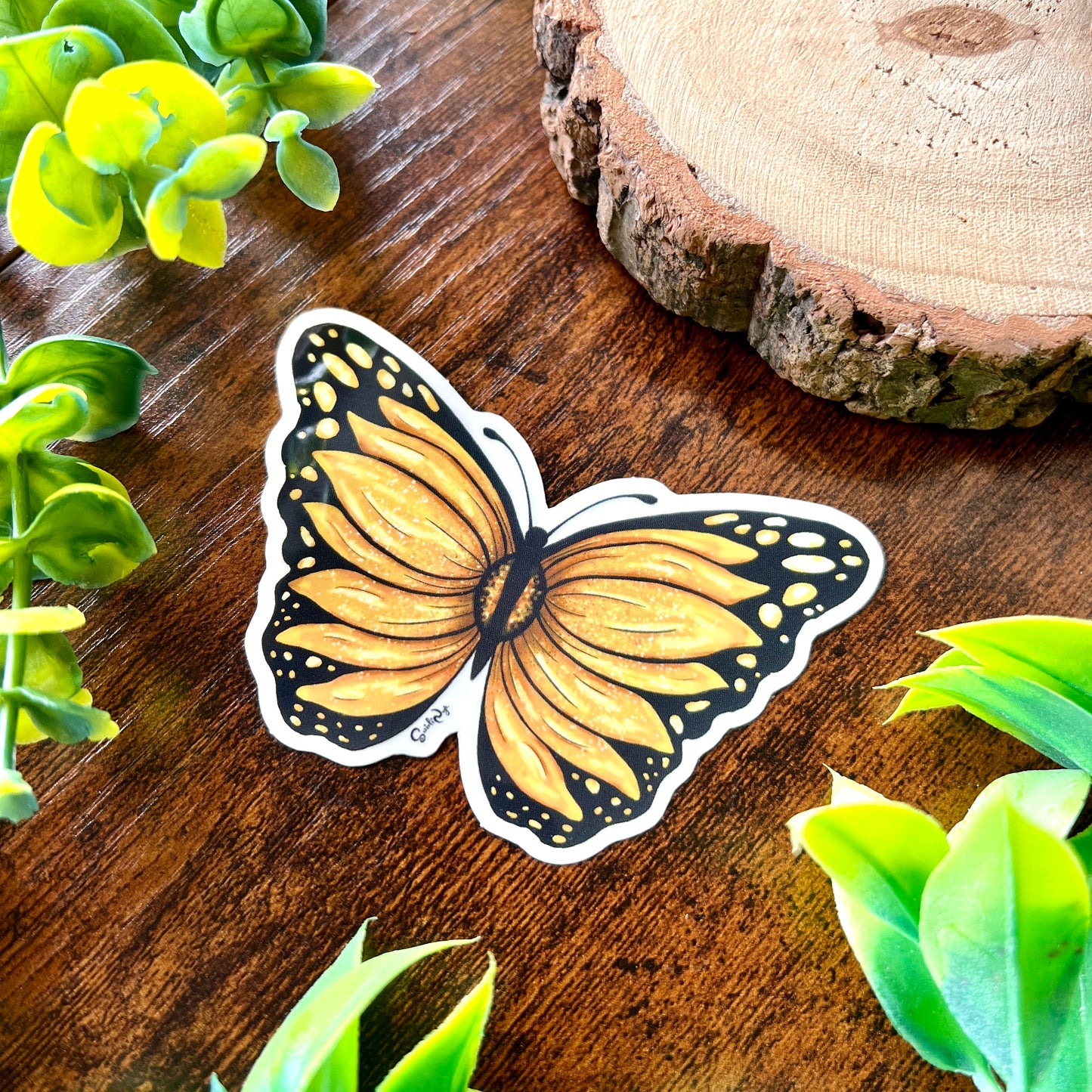 Sunflower Butterfly Clear Sticker