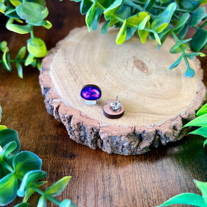 Galaxy Mushroom Wooden Earrings