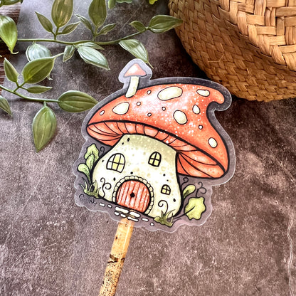 Red Mushroom House Clear Sticker