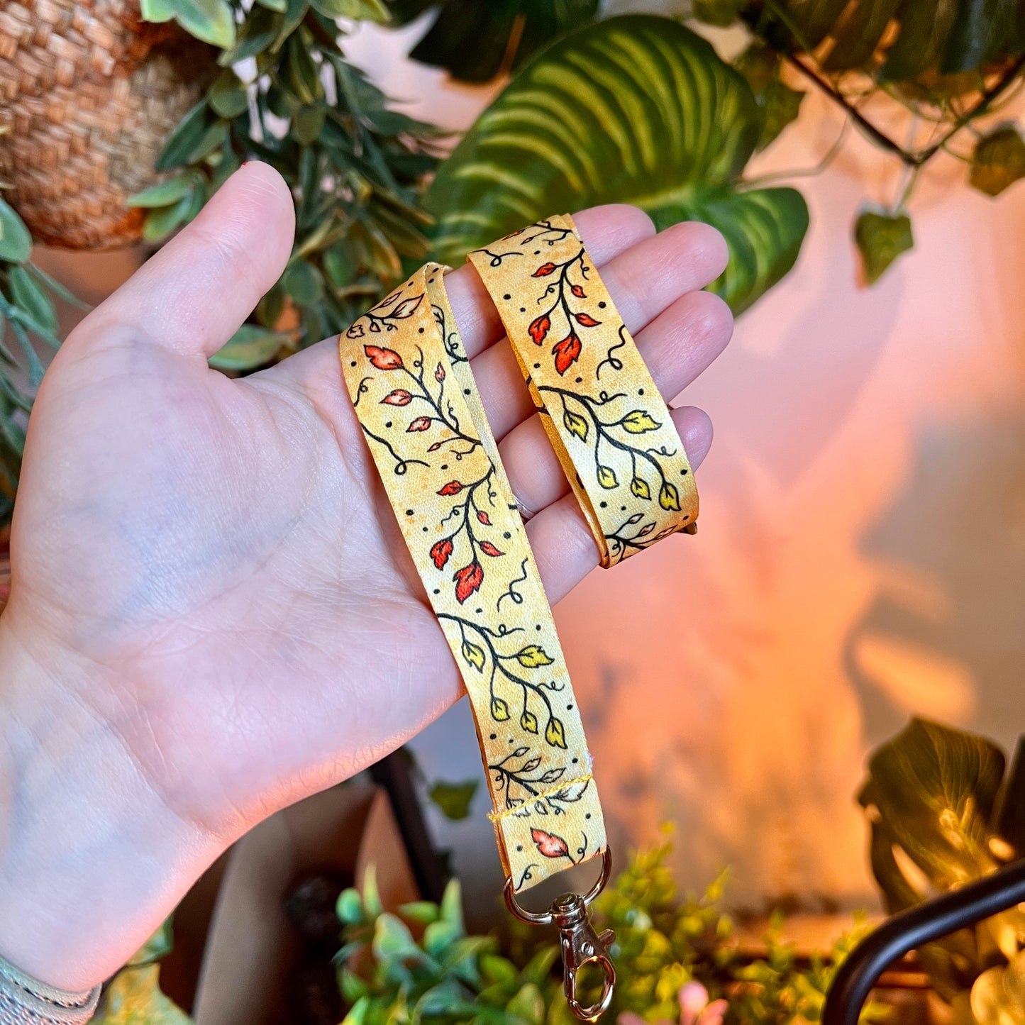 Parchment Leaves Lanyard