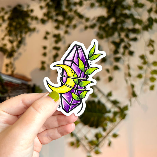 Amethyst Moon Clear Sticker