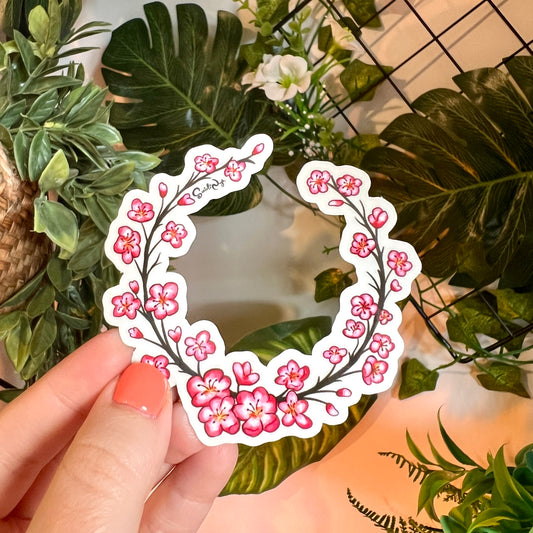 Sakura Wreath Clear Sticker