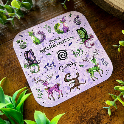 Mythical Forest Creatures Lilac Sticker Sheet