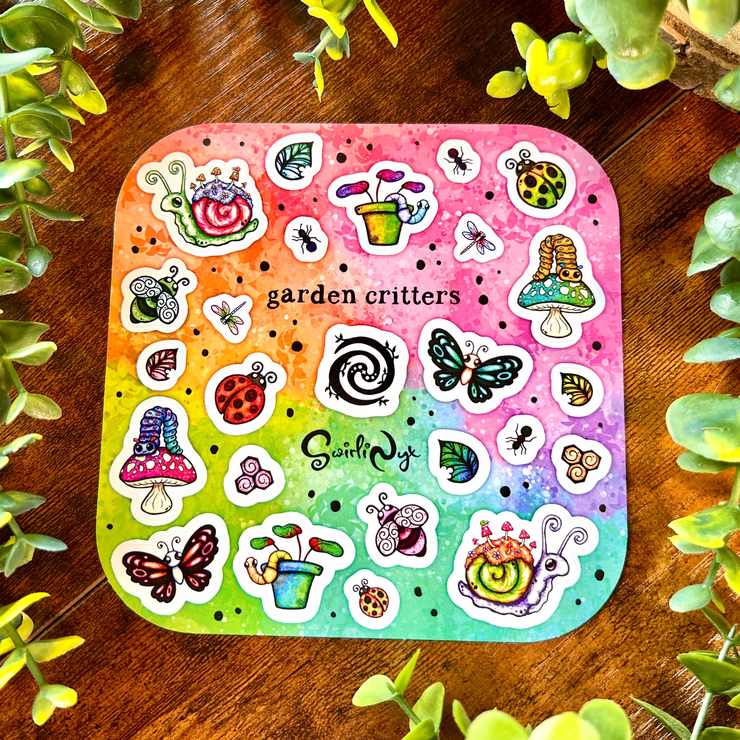 Rainbow Garden Critters Sticker Sheet