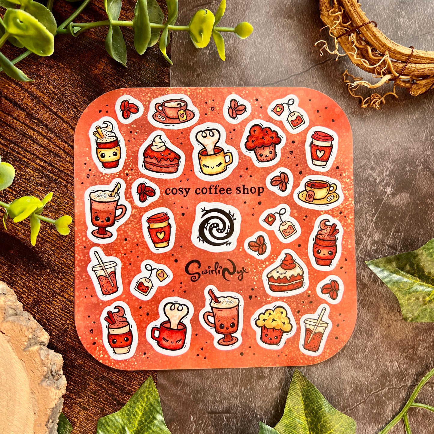 Mocha Cosy Coffee Shop Sticker Sheet