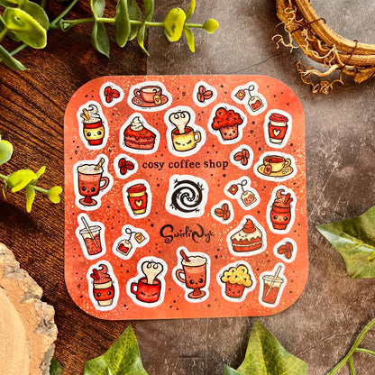 Mocha Cosy Coffee Shop Sticker Sheet