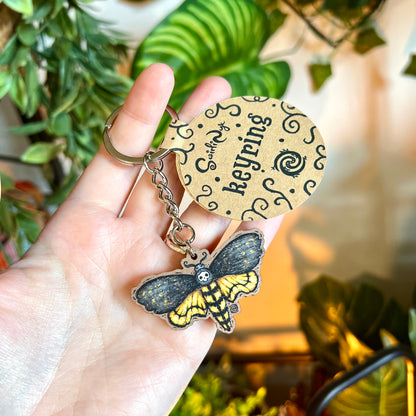 Death Moth Wooden Keyring