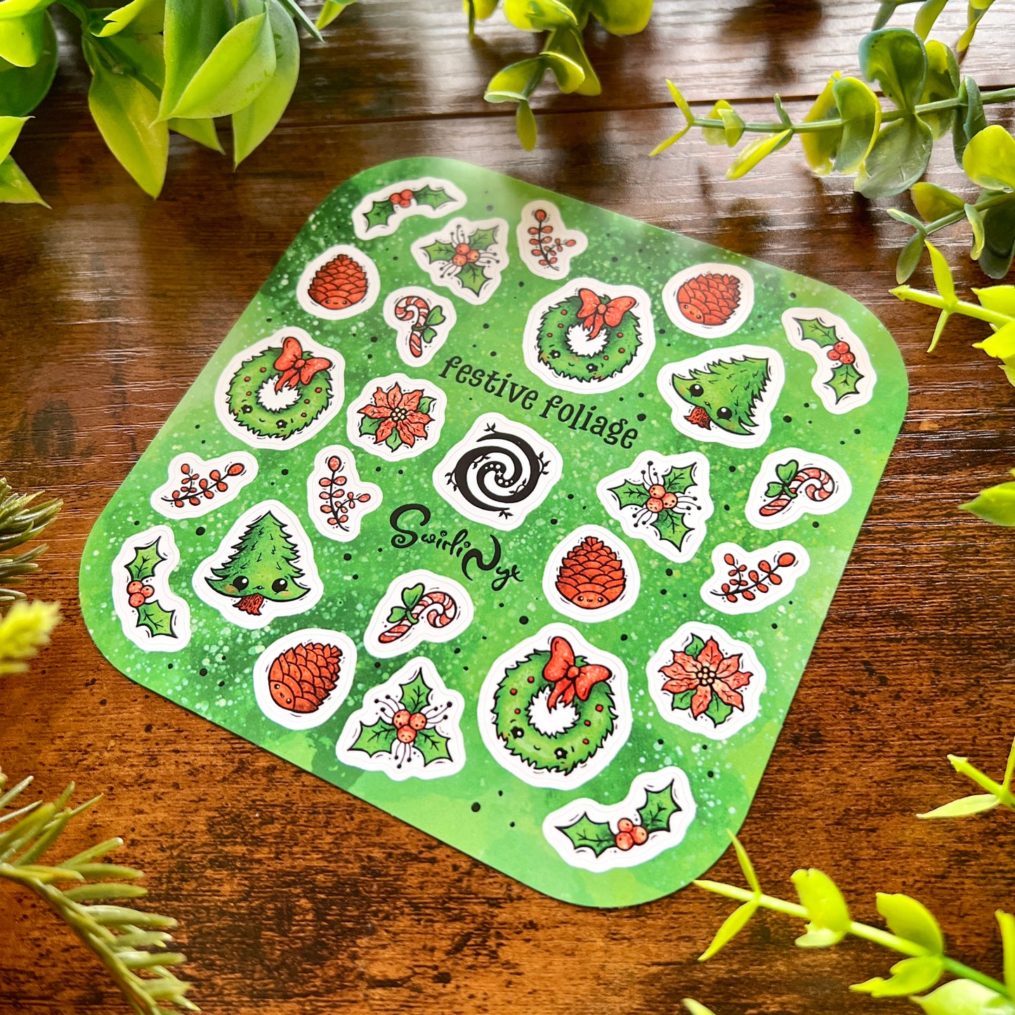 Festive Foliage Green Sticker Sheet