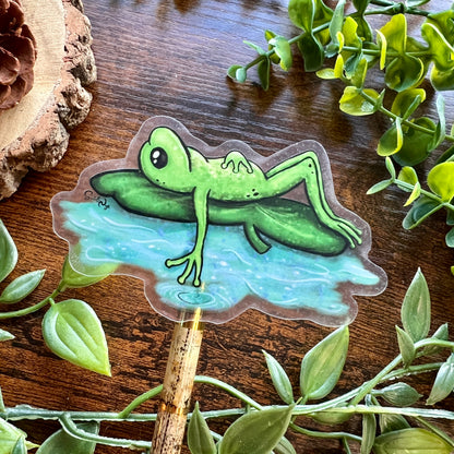 Lilypad Frog Clear Sticker