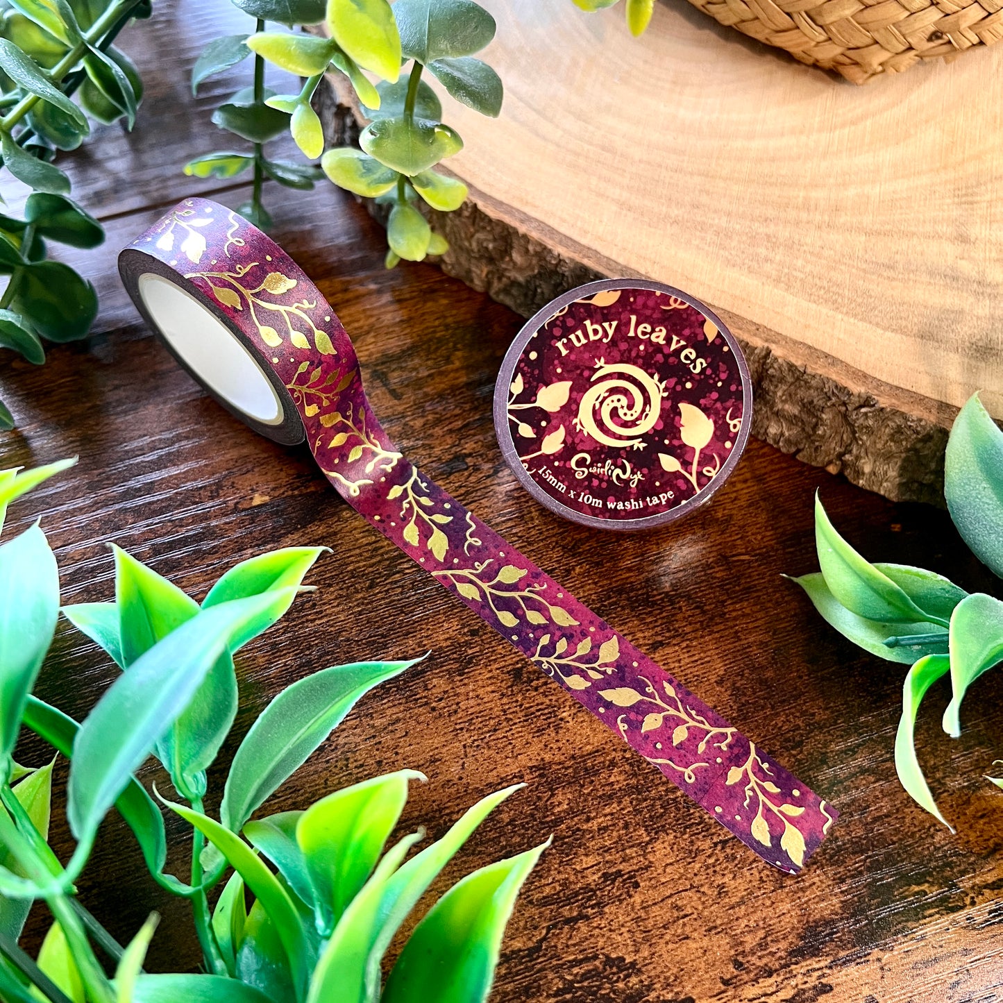 Ruby Leaves Foil Washi Tape
