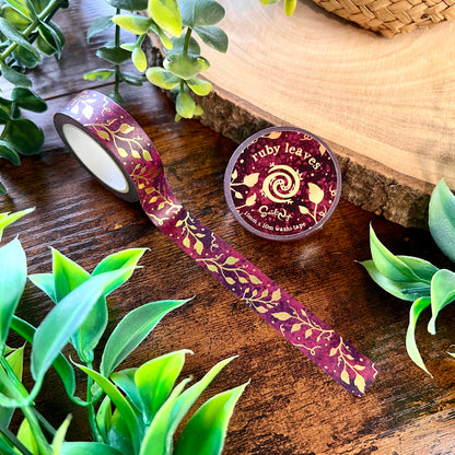 Ruby Leaves Foil Washi Tape