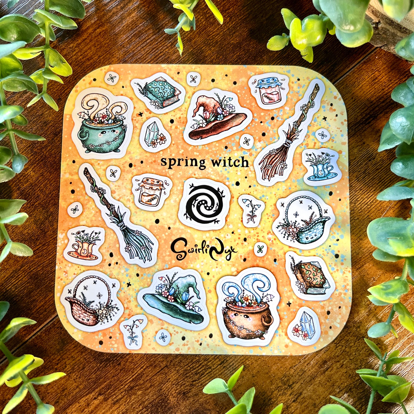 Peach Spring Witch Sticker Sheet
