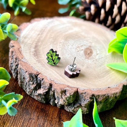 Oak Leaf Wooden Earrings