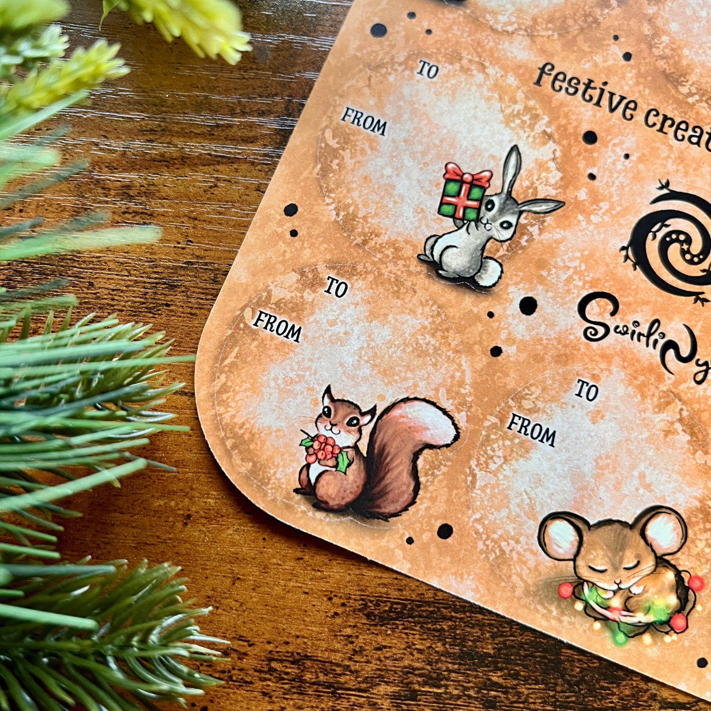 Festive Creatures Gift Tag Large Sticker Sheet