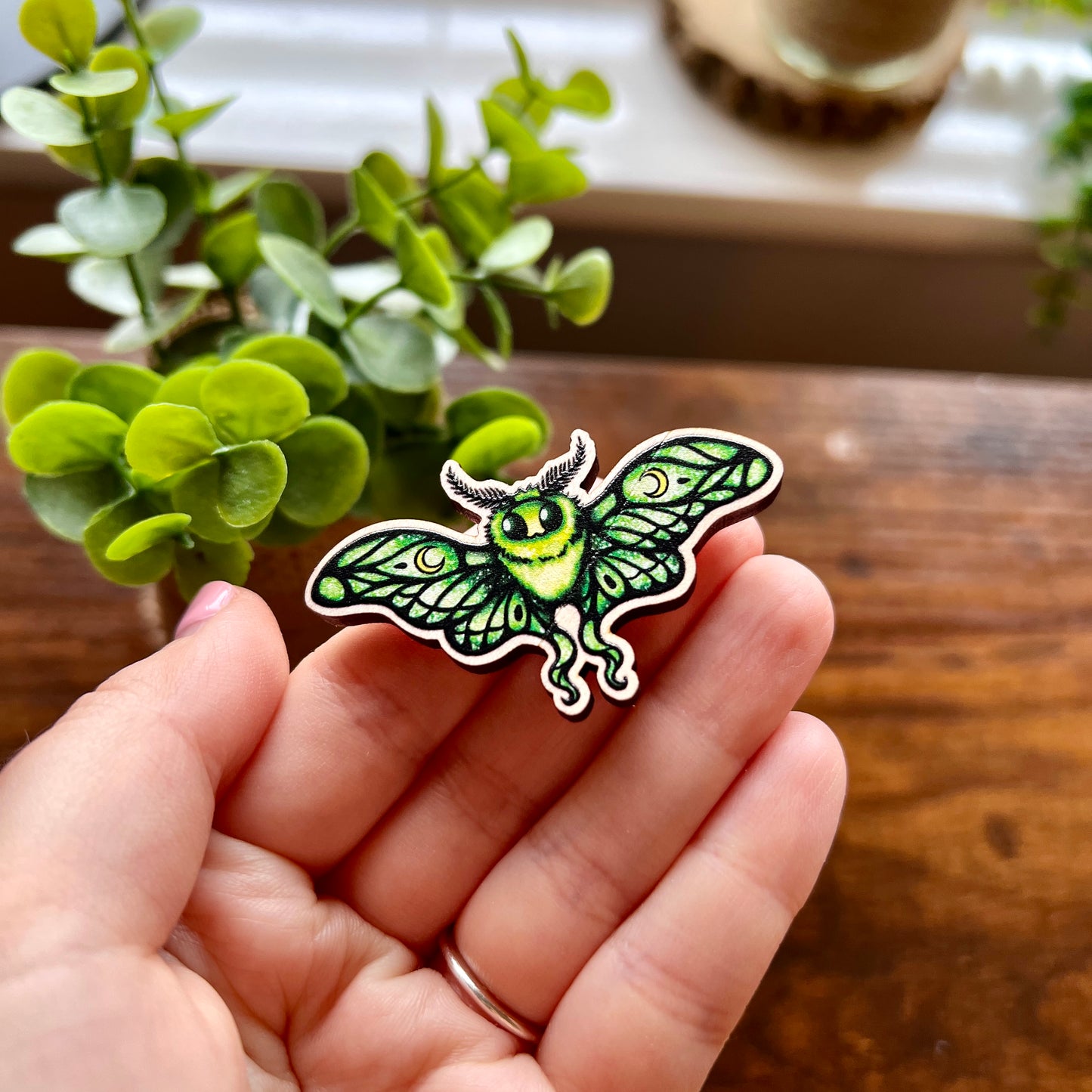 Lunie the Moth Wooden Pin