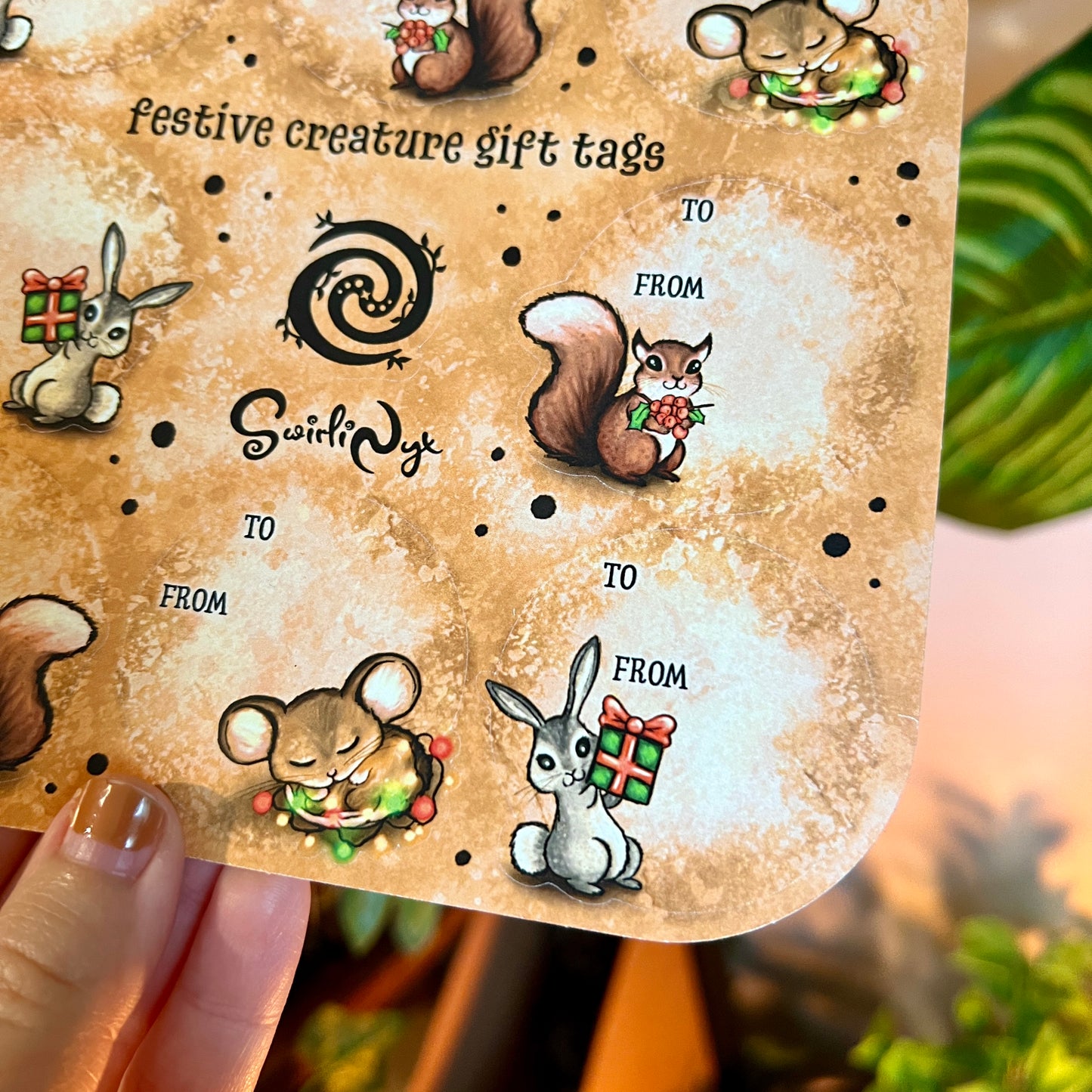 Festive Creatures Gift Tag Large Sticker Sheet