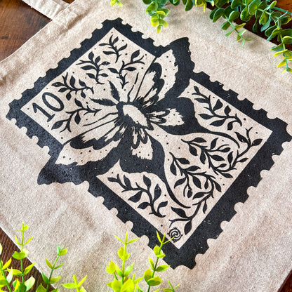 Magical Moth Stamp Recycled Tote Bag with Gusset