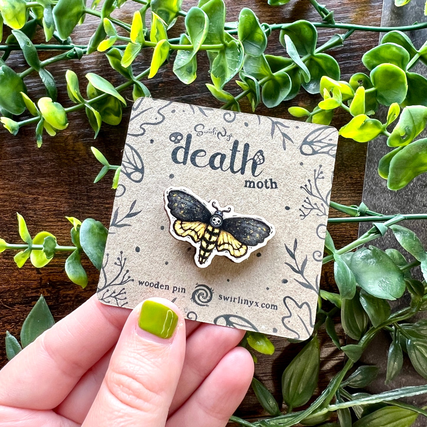 Death Moth Wooden Pin