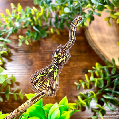 Witch's Broom Clear Sticker