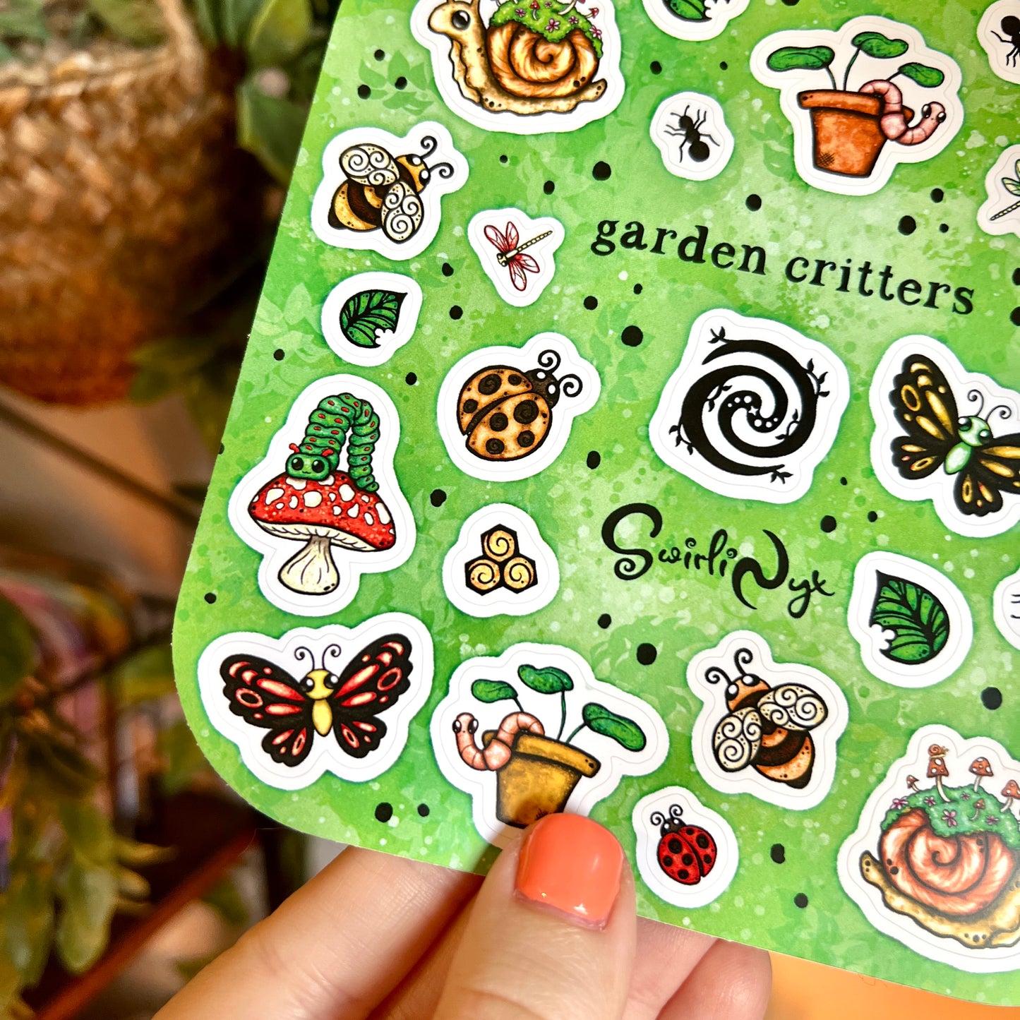 Green Garden Critters Sticker Sheet