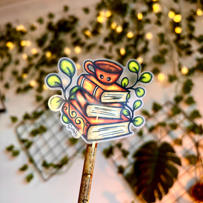 Book Stack Clear Sticker