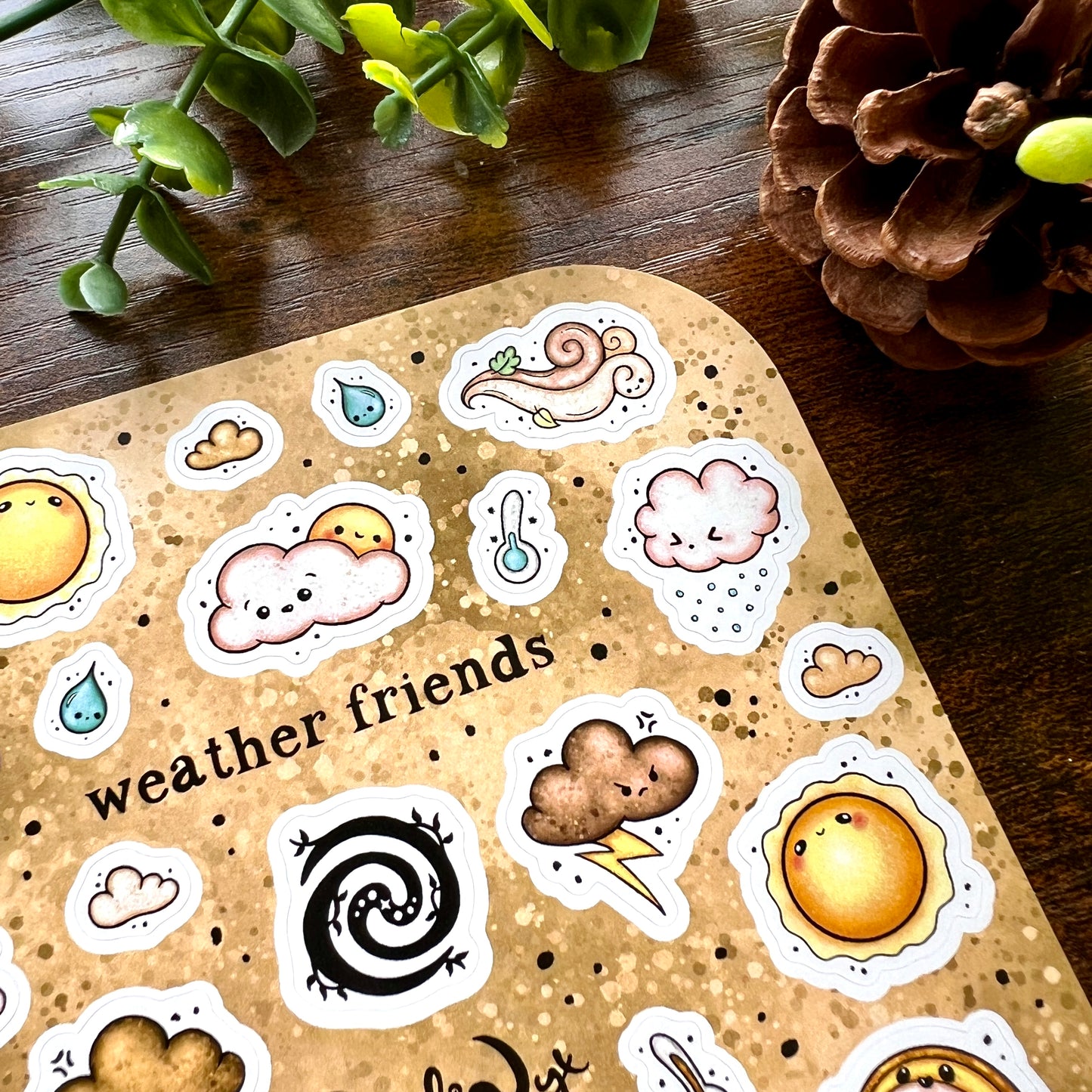 Sepia Weather Friends Sticker Sheet