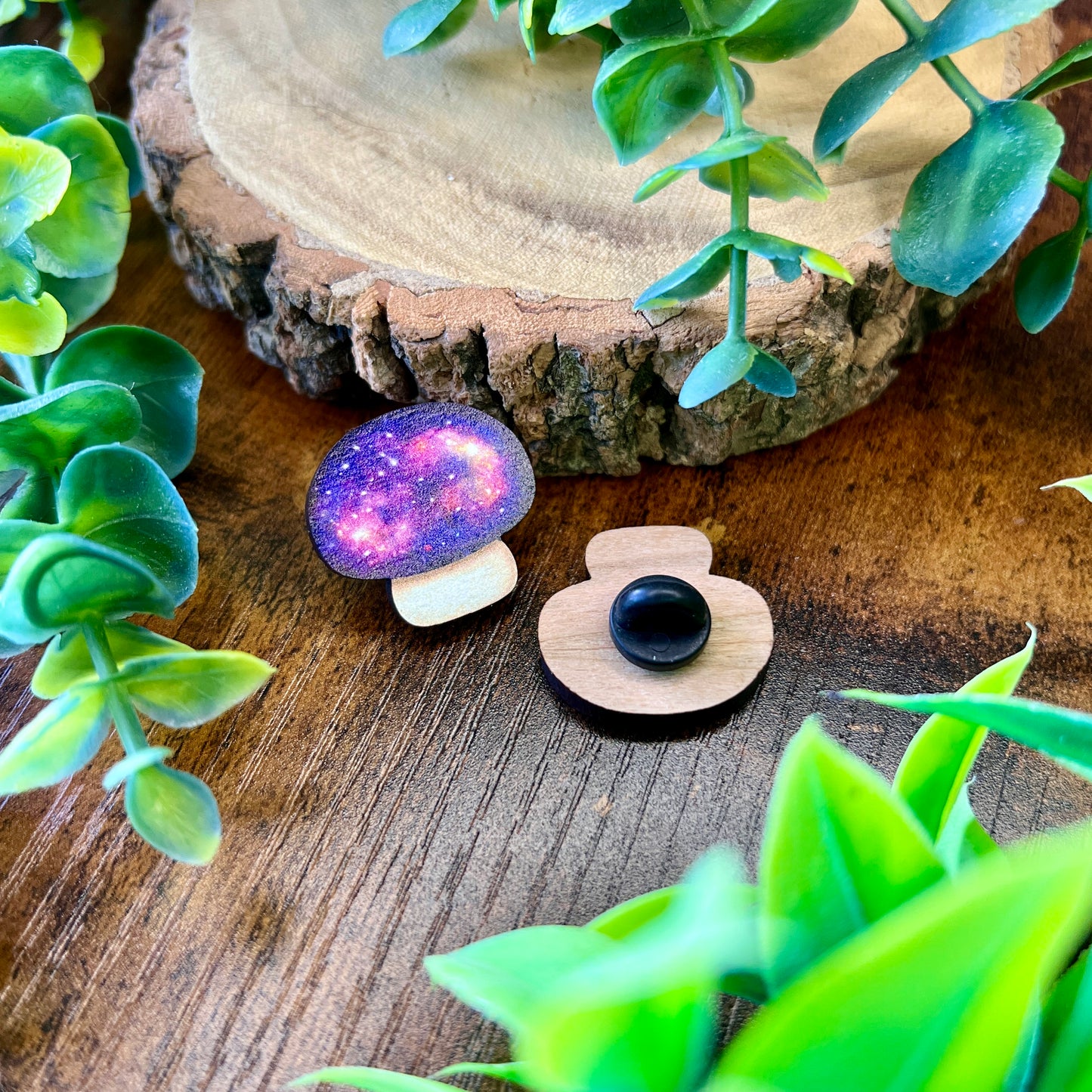 Galaxy Mushroom Wooden Pin