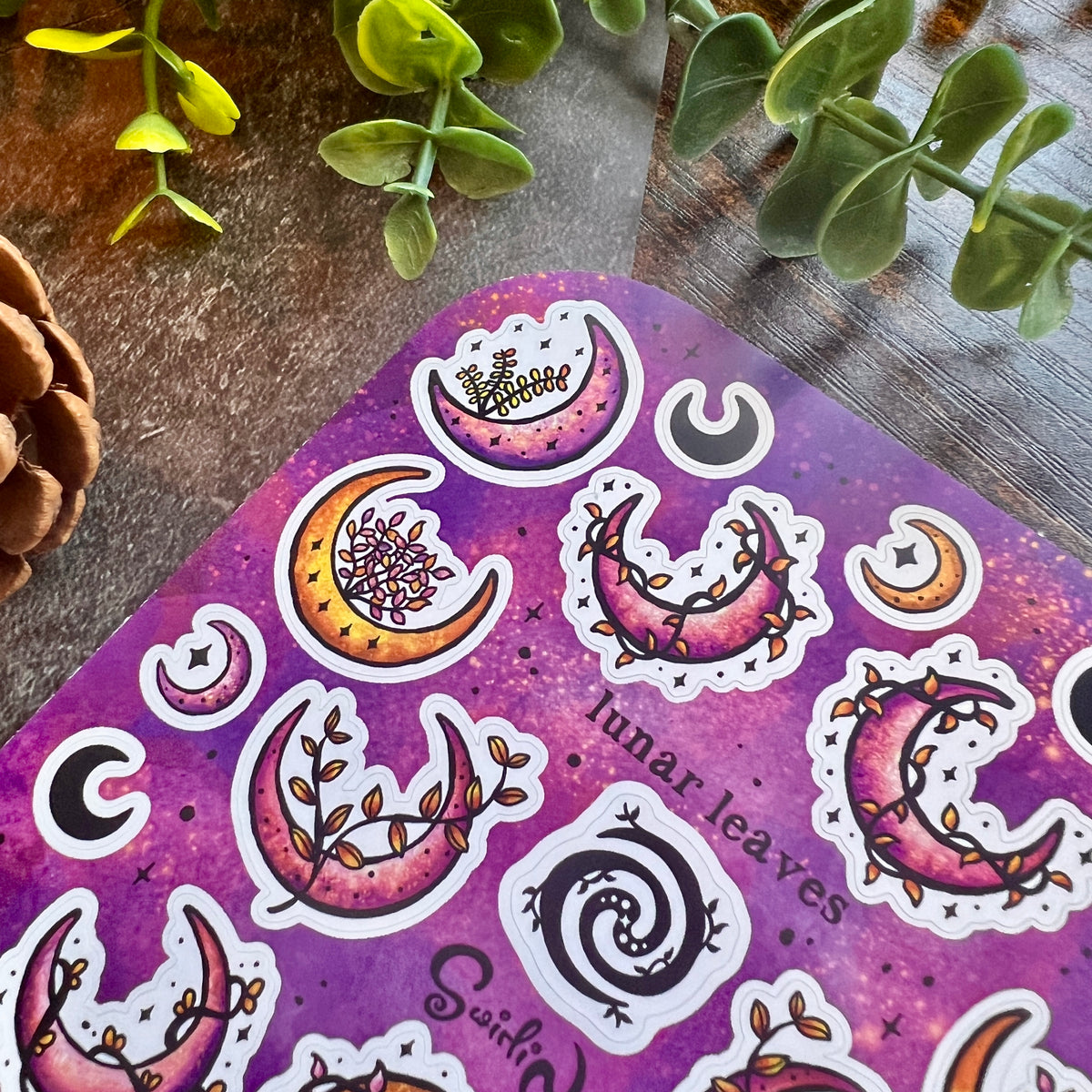 Purple Lunar Leaves Sticker Sheet – SwirliNyx